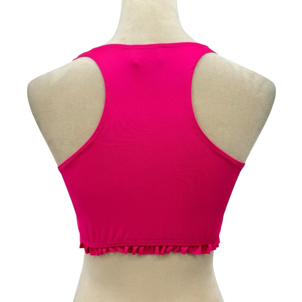 143 Story Lizzy Two Piece Hot Pink Ruffle High Waist Legging Crop Tank Set - Picture 8 of 16